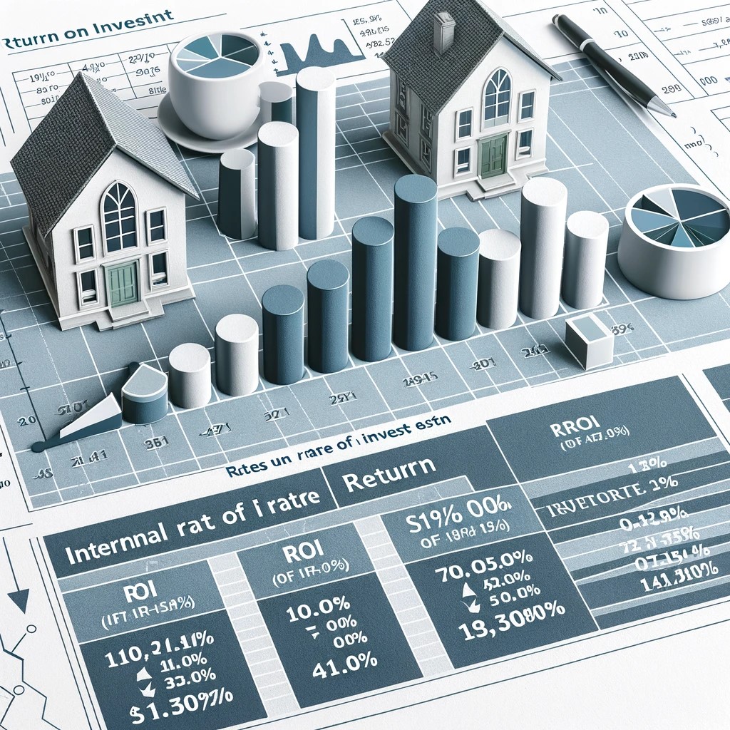 DALL·E 2024-05-29 22.33.35 - A financial chart showing the Return on Investment (ROI) and Internal Rate of Return (IRR) for real estate investments. The chart should include label